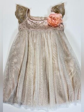 Monsoon Baby Girls Party Dress 12-18M Pink Tulle Lace Floral NWT